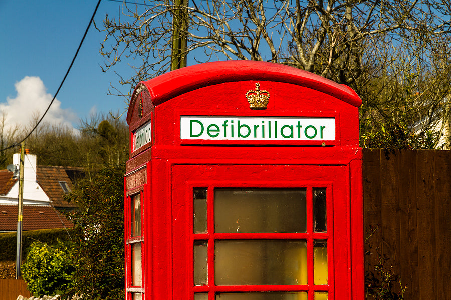 Defibrillator storage cabinet wall mount - phone box