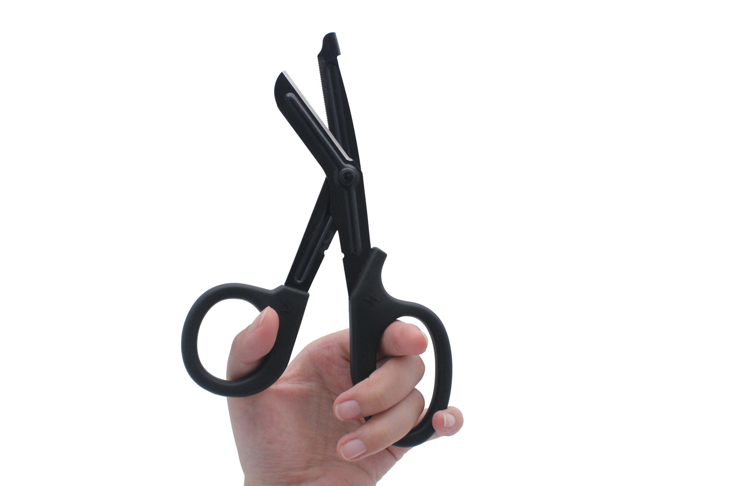 Servival Scissors, 18.3x9.2cm size plastic Material Emergency Scissors for outdoors in Black