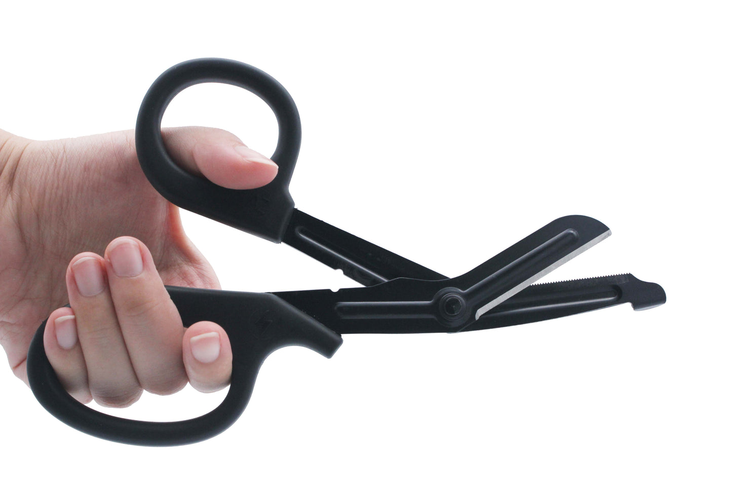 Servival Scissors, 18.3x9.2cm size plastic Material Emergency Scissors for outdoors in Black