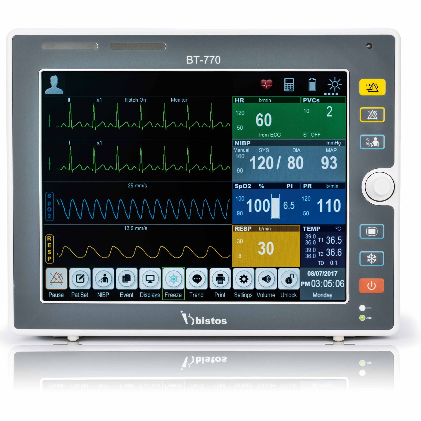 BT-770, Bistos, Patient Monitor with Wifi tuchscreen.