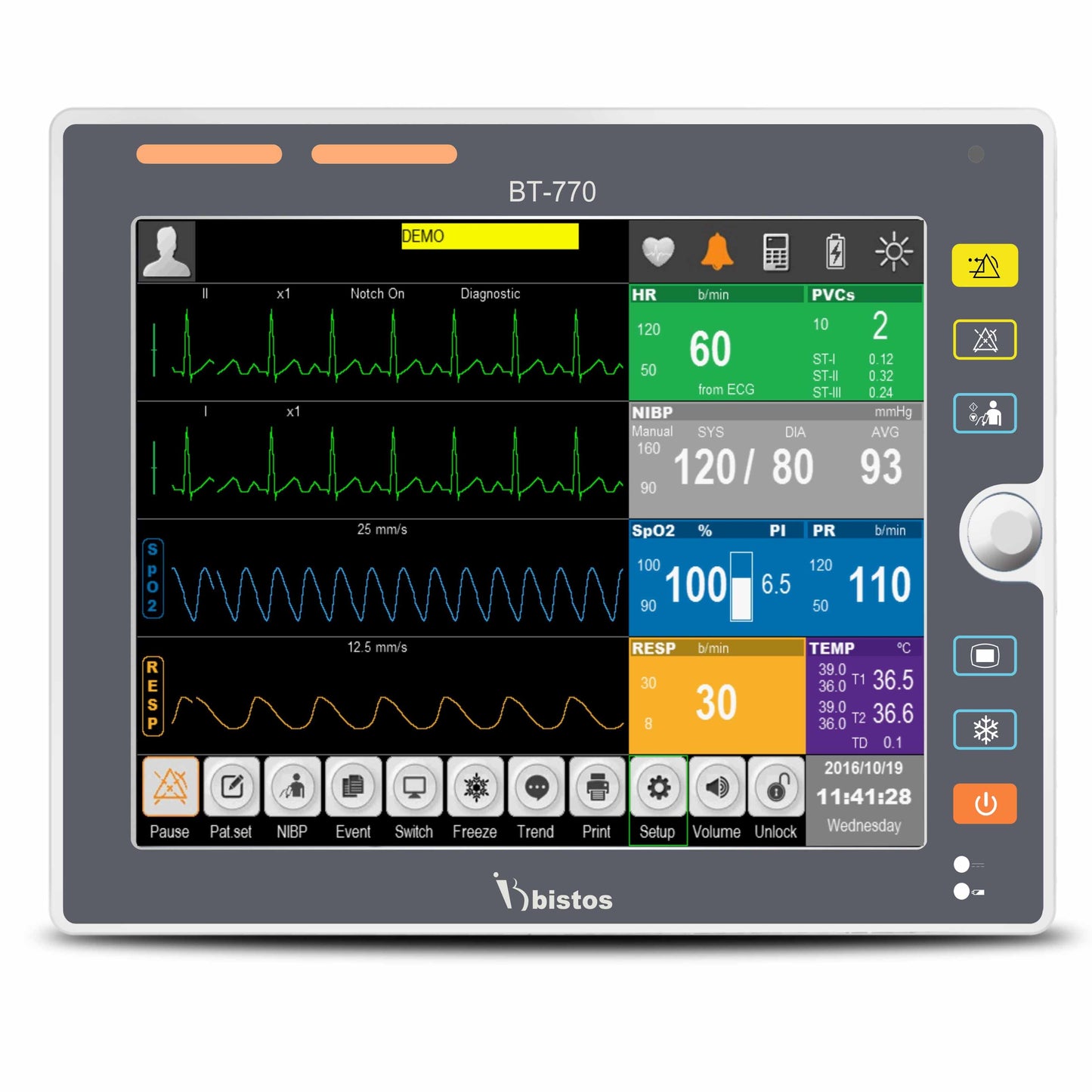 BT-770, Bistos, Patient Monitor with Wifi tuchscreen.