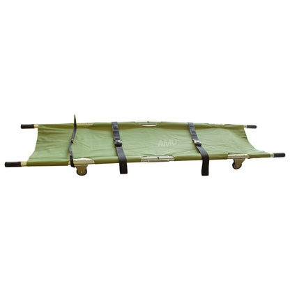 Foldable Stretcher with Wheels,and carry case Green.