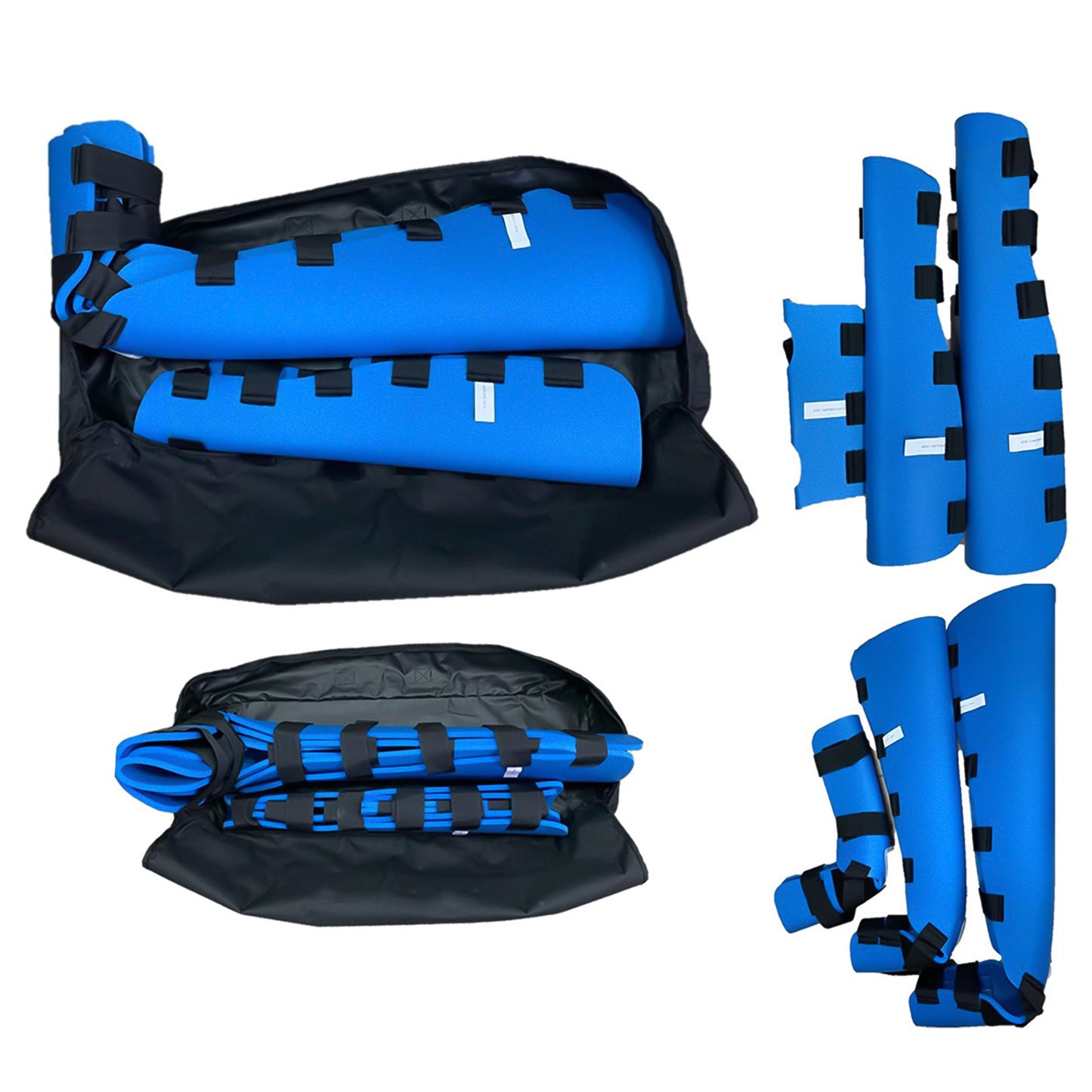 LEG AND ARM, FRACTURE SPLINTS large and small blue, with carry case.