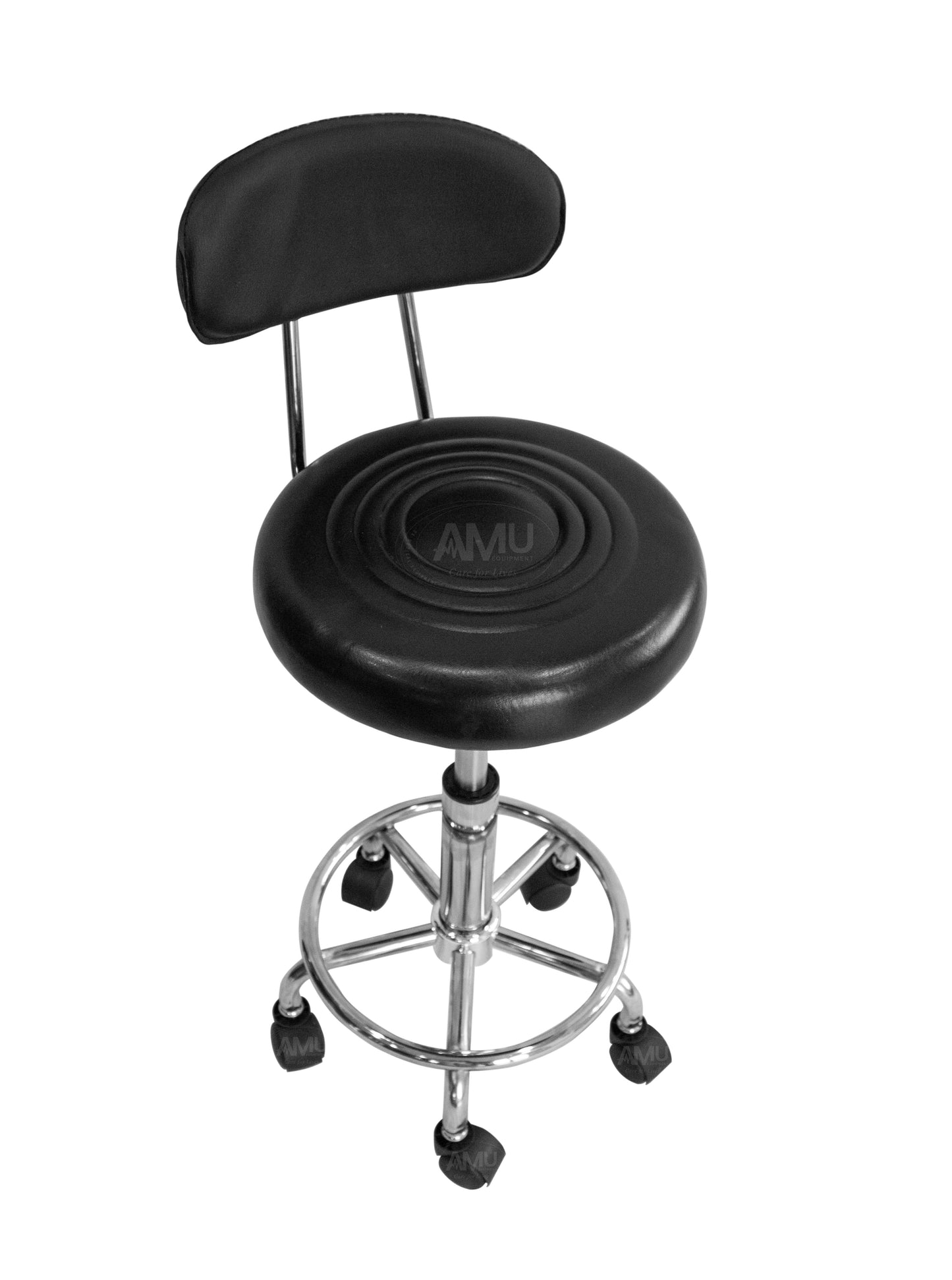 Medical Stool with Backrest and Footing; BLACK.