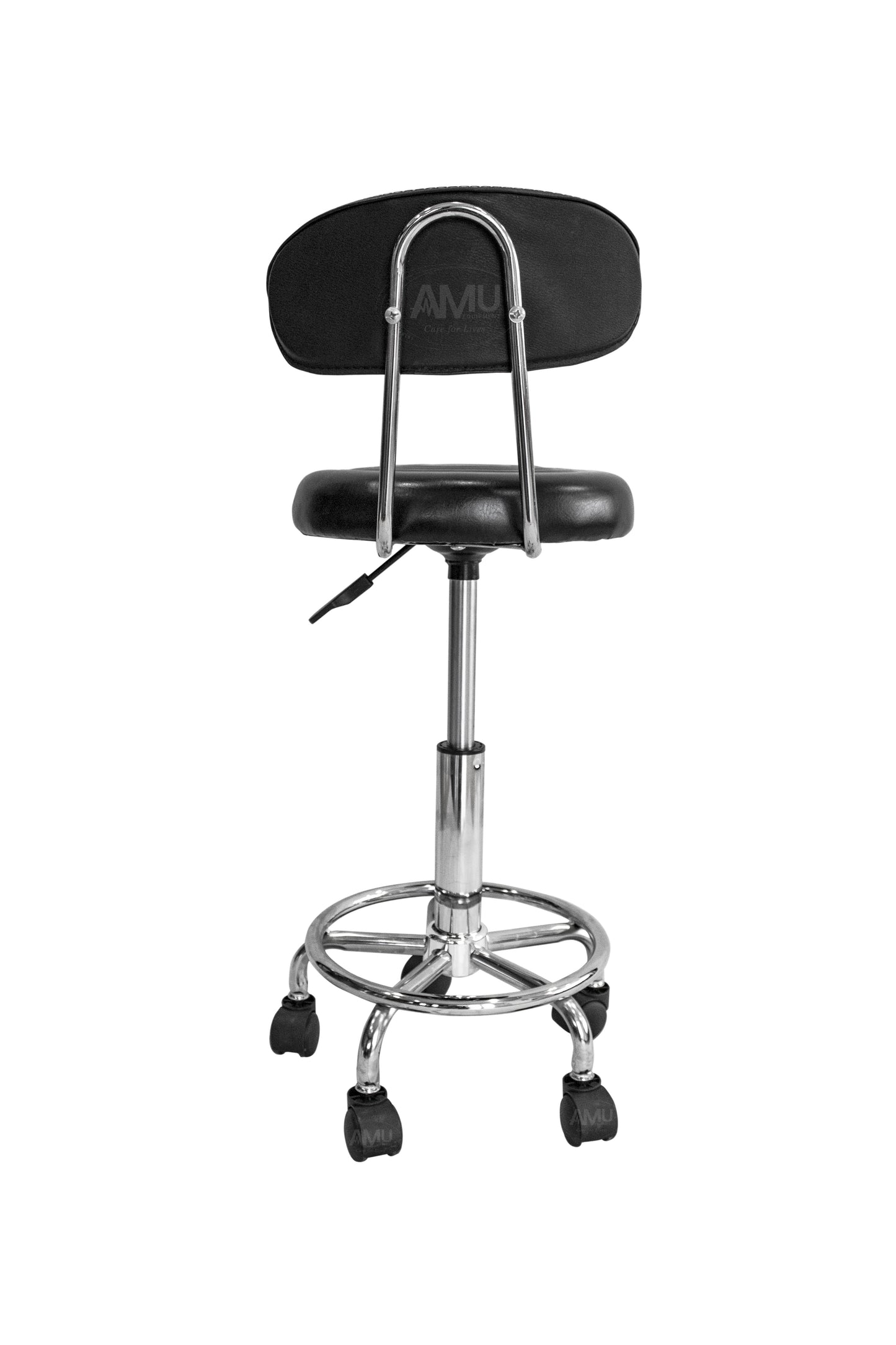 Medical Stool with Backrest and Footing; BLACK.