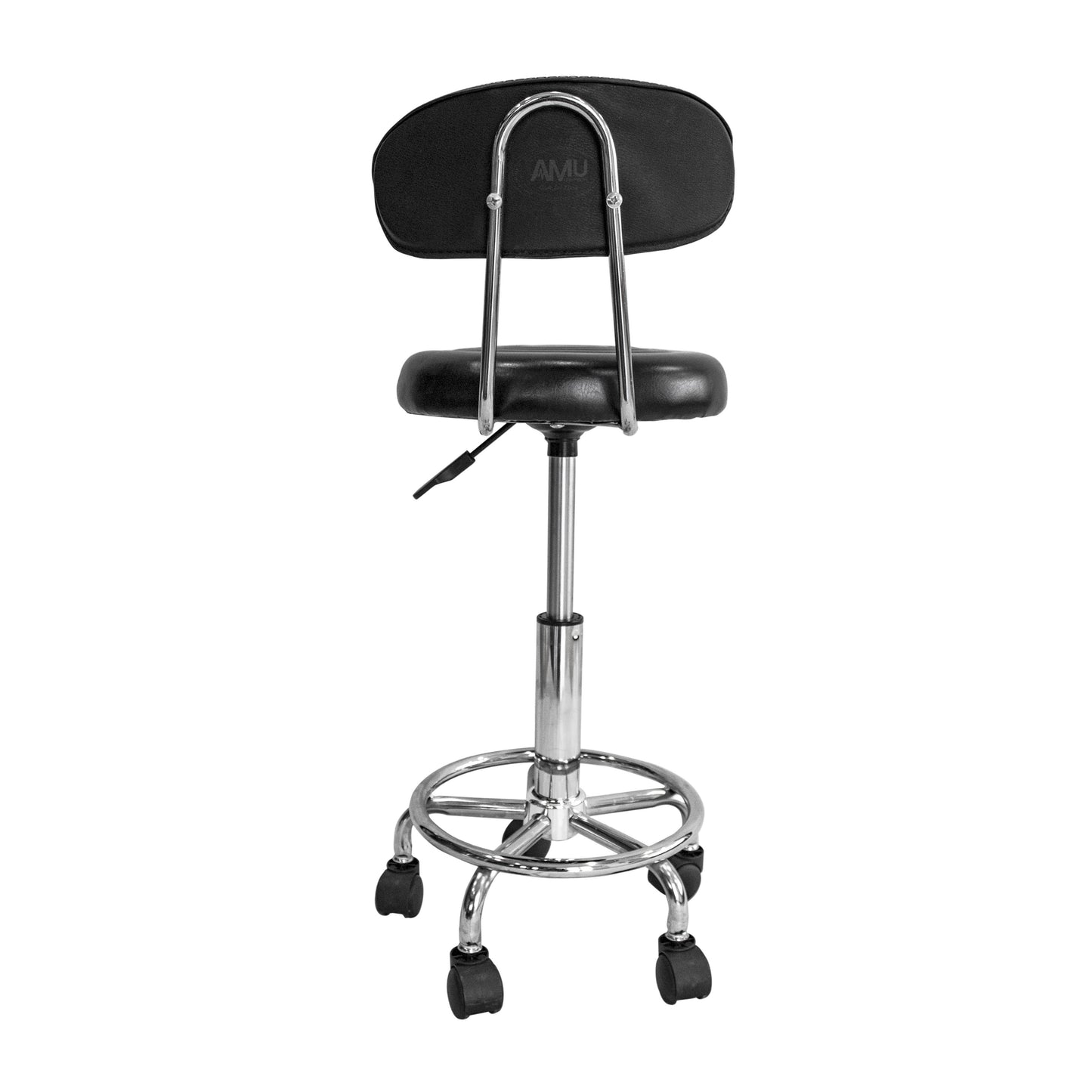 Medical Stool with Backrest and Footing; BLACK.