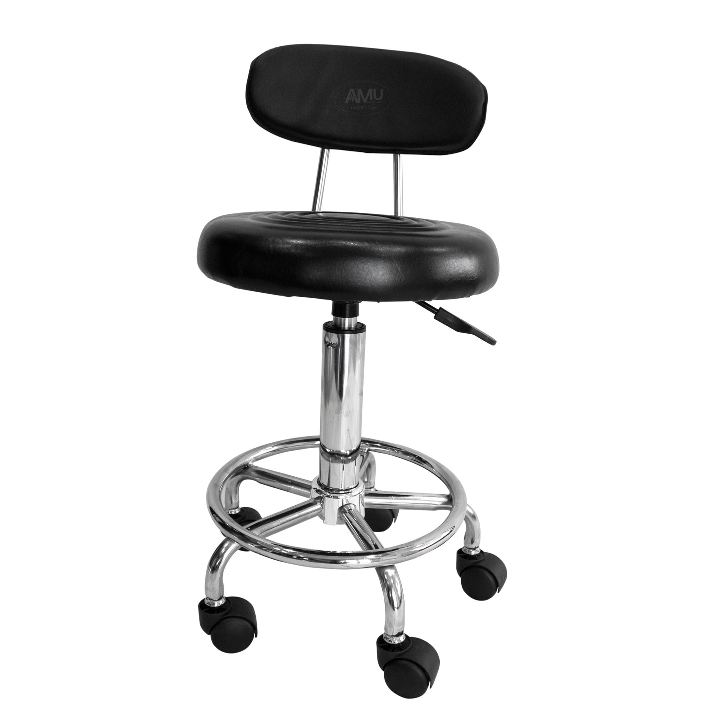 Medical Stool with Backrest and Footing; BLACK