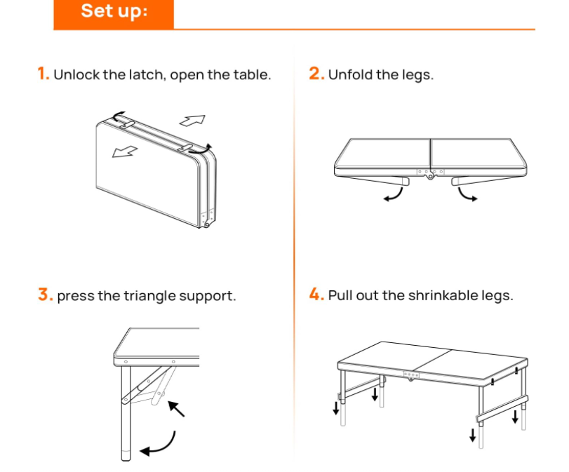 Corvids 4 Feet Multipurpose Aluminium Folding Camping Table with 4 Oxford Mat Chairs & Carrying Handle, Height Adjustable Table for Picnic, Hiking, Garden, Outdoor & Indoor Use