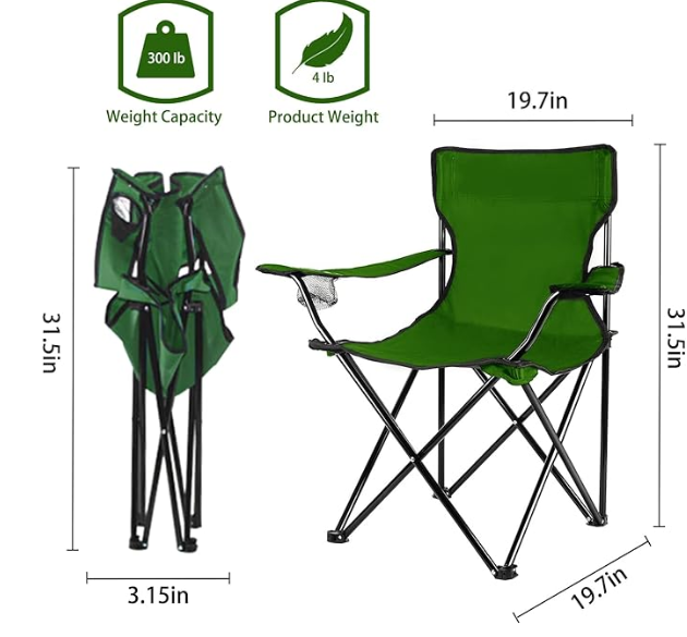 Damei century Portable Camping Chairs Enjoy The Outdoors with a Versatile Folding Chair, Sports Chair, Outdoor Chair & Lawn Chair, Green