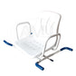 Rotating Bath Chair white and blue,with handrail.