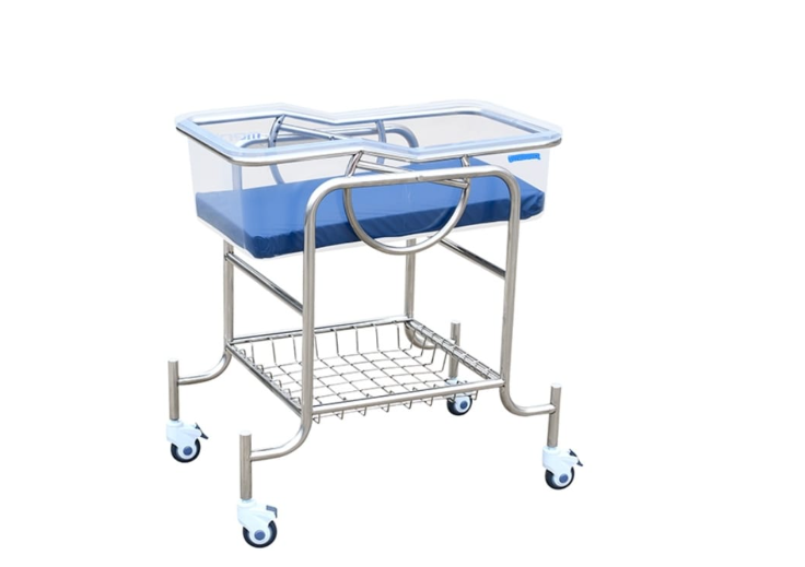 Hospital baby Medical Infant Bed with blue mattress