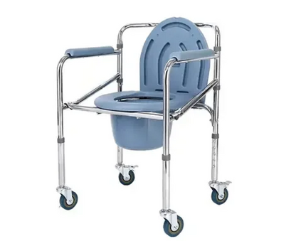 Folding commode with wheels