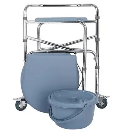 Folding commode with wheels